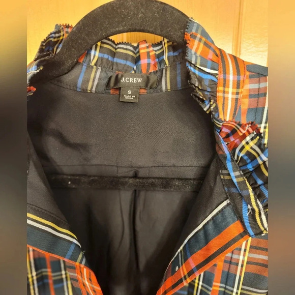 J. Crew Belted ruffle dress in Black Stewart tartan Size Small - Picture 9 of 10